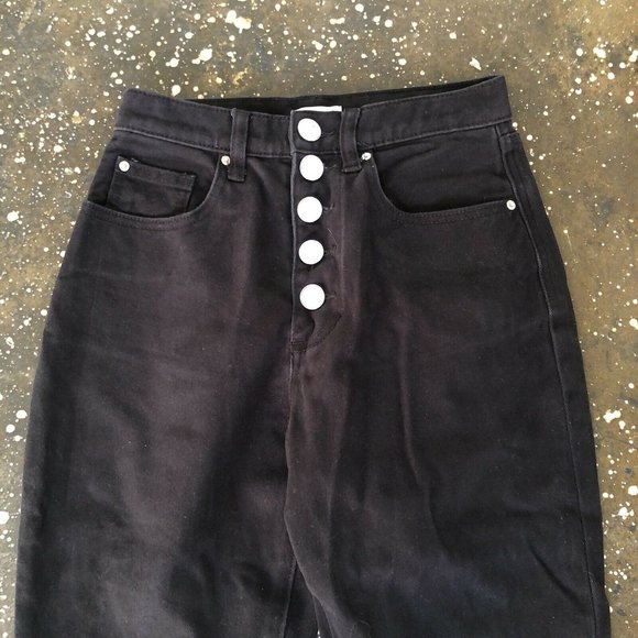 WeWoreWhat The Danielle Crystal Straight in Black Jeans Revolve NWOT $168 - Picture 6 of 7